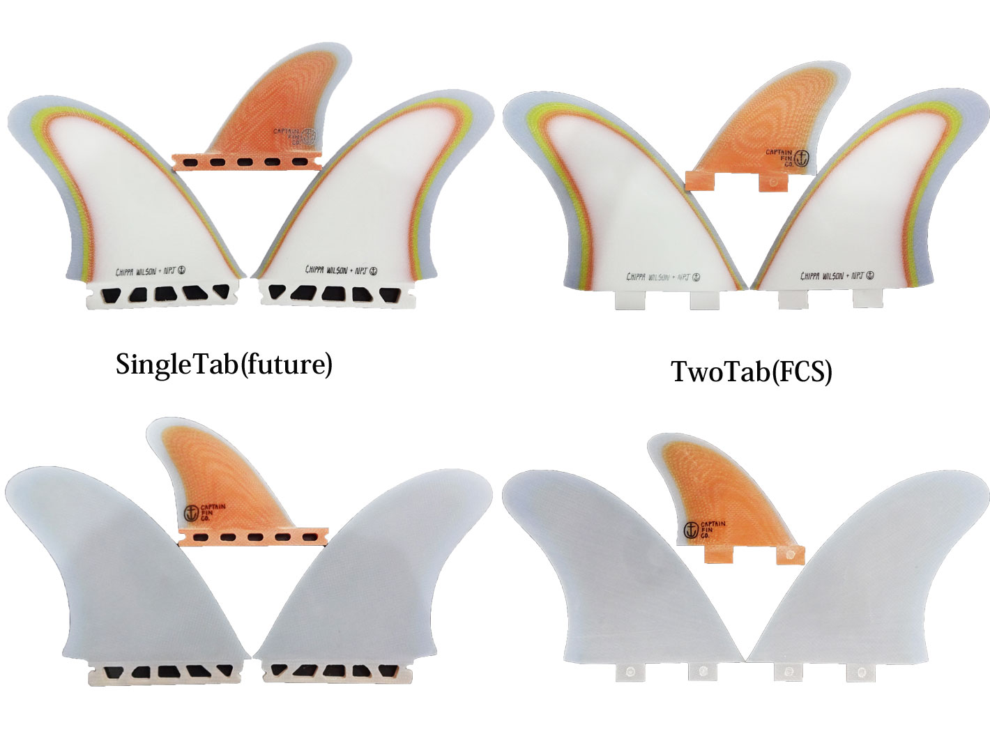 CAPTAIN FIN キャプテンフィン ツインスタビライザーフィン Chippa Wilson NPJ Twin ESP with Trailer  5.7 [ORANGE] チッパ・ウィルソン FIBERGLASS ショートボード用フィン FCS／FUTURE 2+1フィン