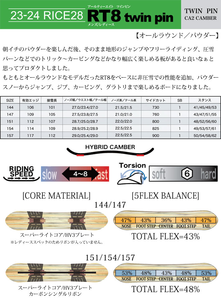 23-24 RICE28 ライス28 RT8 twin pin アールティー エイト ツインピン