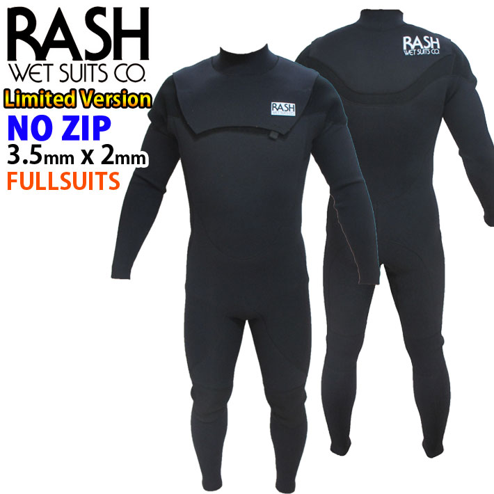 [即出荷] RASH ラッシュ ウェットスーツ MT LIMITED NO ZIP ノンジップ フルスーツ 3.5mm ｘ 2mm メンズ  ウエットスーツ ハイストレッチマテリアル 日本製
