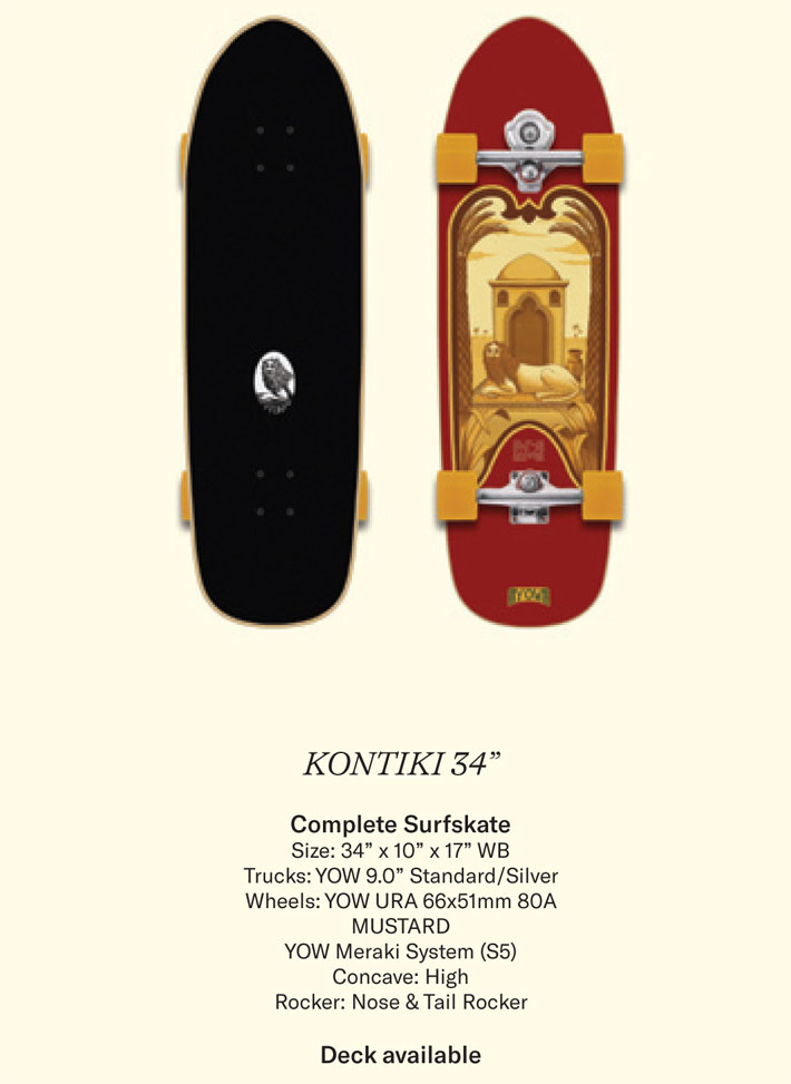 YOW SURFSKATE ヤウ KONTIKI 34インチ [30] サーフスケート MERAKI SYSTEM S5 ハイパフォーマンスシリーズ  ロングスケートボード コンプリート サーフィン スケボー ト 日本国内正規品