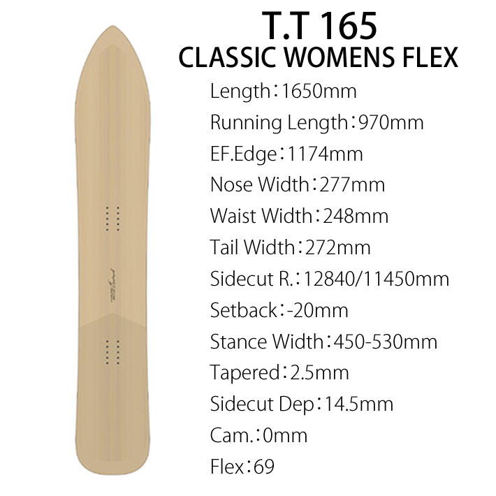 [早期予約] 24-25 ゲンテンスティック GENTEMSTICK T.T 165 CLASSIC WOMENS FLEX 165cm TT  ティーティー クラシック ウーメンズフレックス レディース スノーボード パウダーボード フラットキャンバー 板 2024 2025