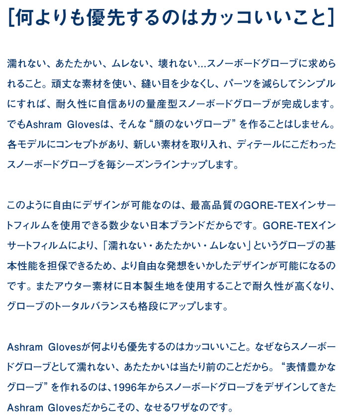 24-25 Ashram アシュラム グローブ スノーボード SPACING LOGO