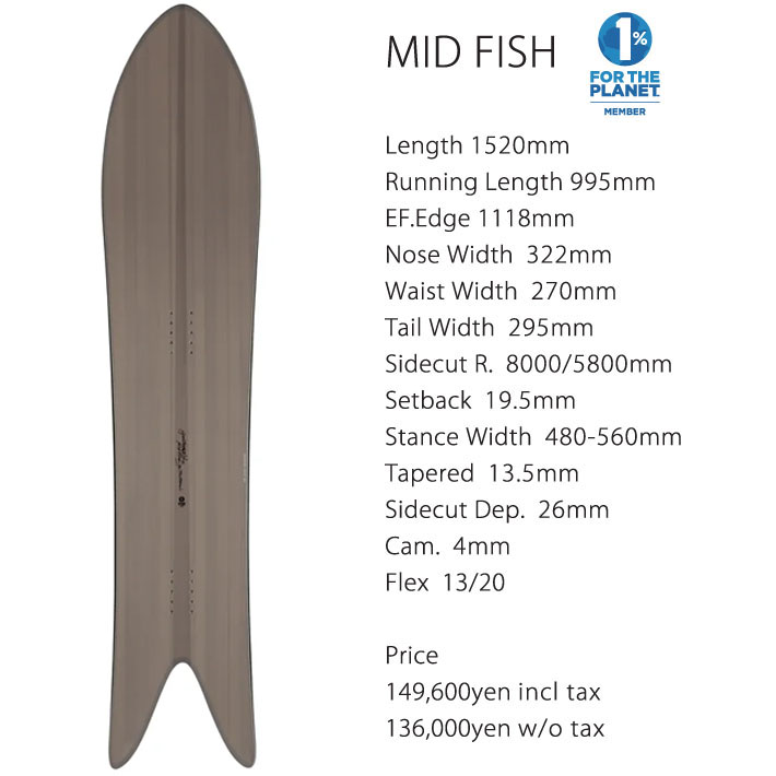 25-26 GENTEMSTICK ゲンテンスティック MID FISH 152cm ゲンテン