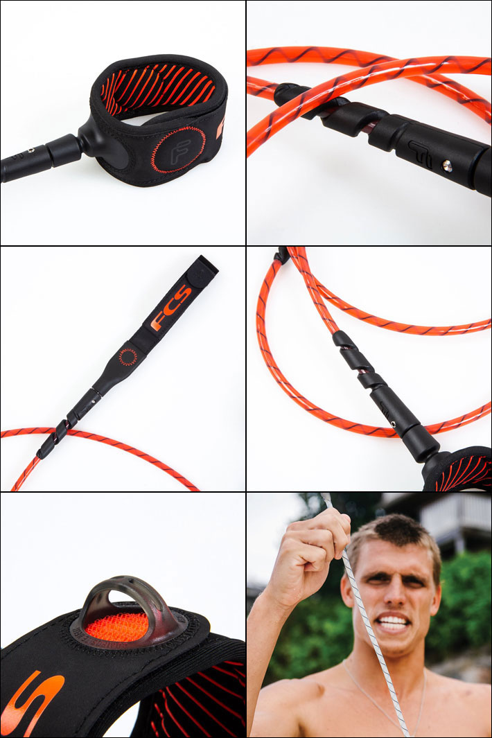 FCS Freedom Helix leash 6' ALL ROUND red