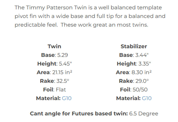 NVS SURF FINS NVSフィン Timmy Paterson Twin Fin Twin+Stabilizer